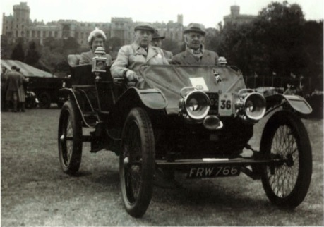 George (L) and Frank (R) Lanchester at Windsor Castle at the Veteran Car Club's Coronation event in 1953