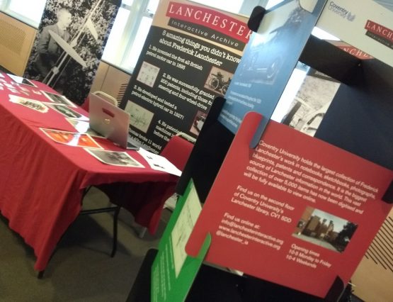 A picture of the Lanchester Interactive Archive stand at the University of Warwick Science Gala 2019.