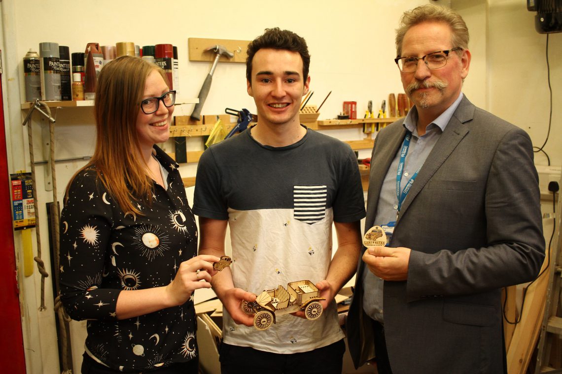 Helen Lewis (Fablab), Theo Kervella and Anthony Hughes (Lanchester Archive)