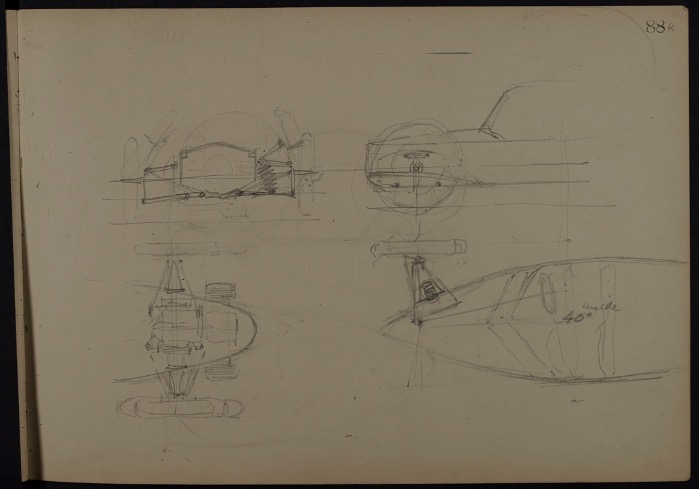 LAN 4/28/122 - In the sketchbooks you can see the amazing ideas of streamlining and speed coming to life