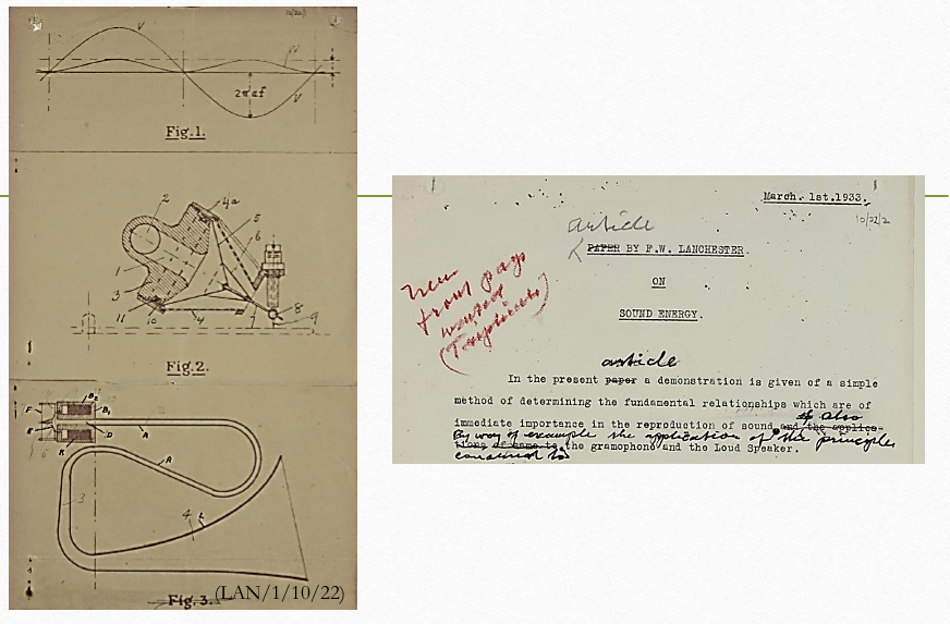 Sketches from Fred’s books – Sketch book 7. From Fred’s article on 1 March 1933 referring to sound energy.
