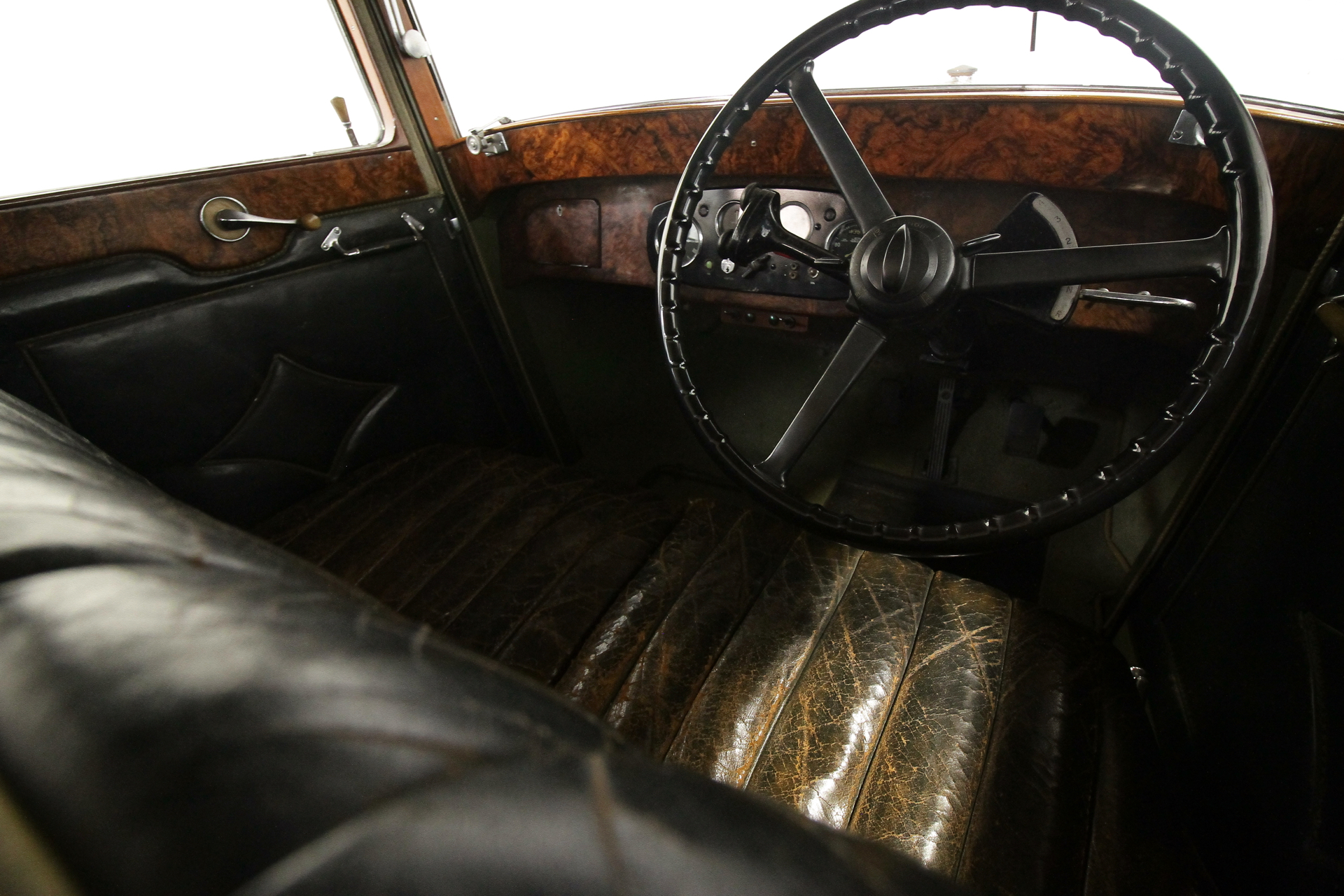 View from the driver's seat of Coventry University's 1932 Lanchester car