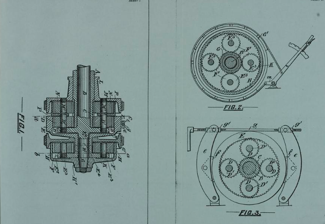 LAN-6-50-4 A patent illustration for the improvements in gear for the transmission of power, 28 April 1900