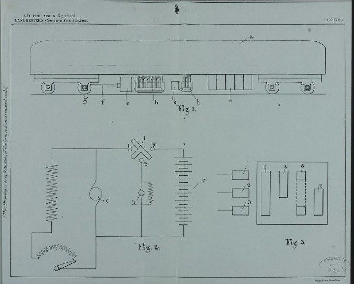 LAN-6-105-5 Patent for improvements relating to the propulsion of vehicles by combustion of prime mover and electrical storage, 08 August 1910