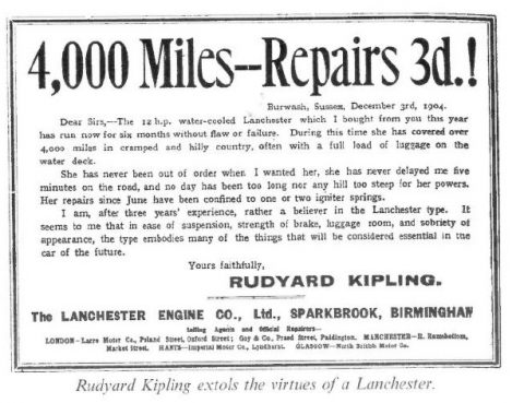 Rudyard Kipling extols the virtues of a Lanchester - From the Lanchester Legacy Volume 1