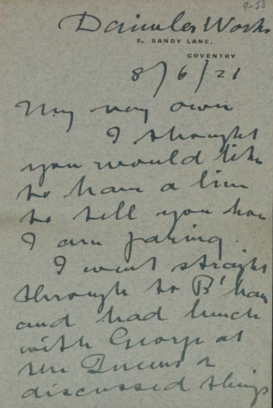 LAN 2-9-58 Handwritten letter from Fred to Dorothea